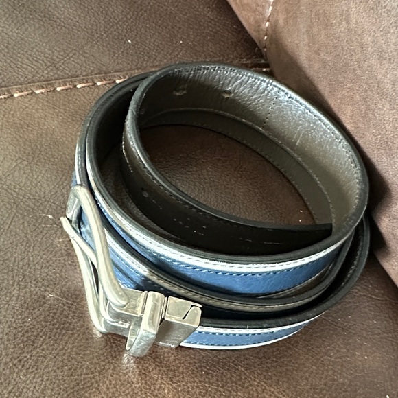 Coach Men's Blue and Gray Leather Belt - Picture 2 of 10
